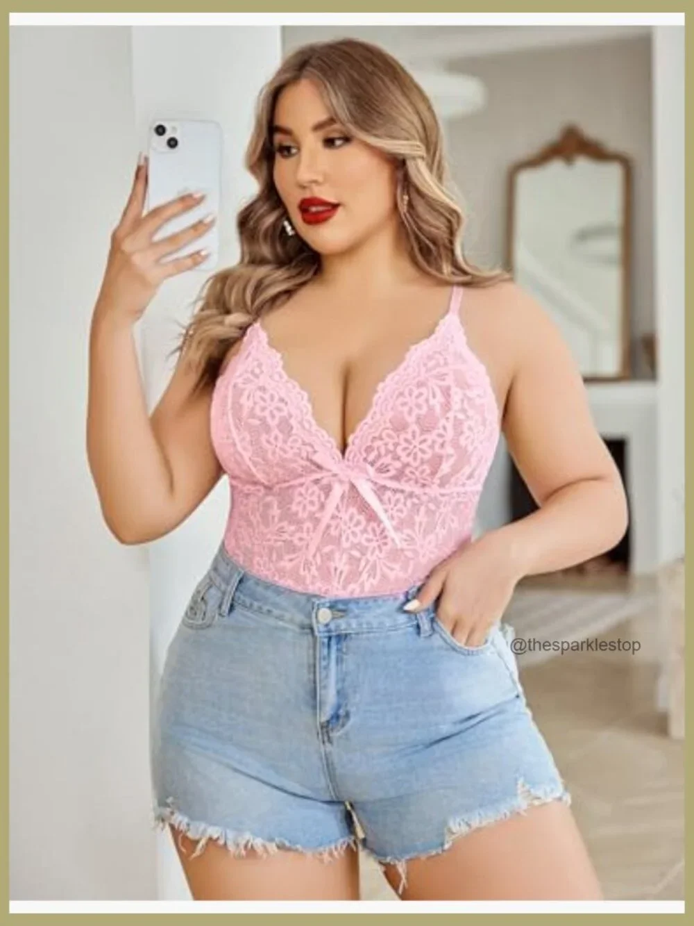 Lace Bodysuit Teddy Chemise Sleepwear with Adjustable Straps